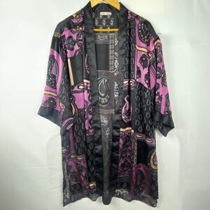 VTG DEX Women Kimono duster Cardigan Coverup Sz 1X Boho patchwork Burnout Artsy